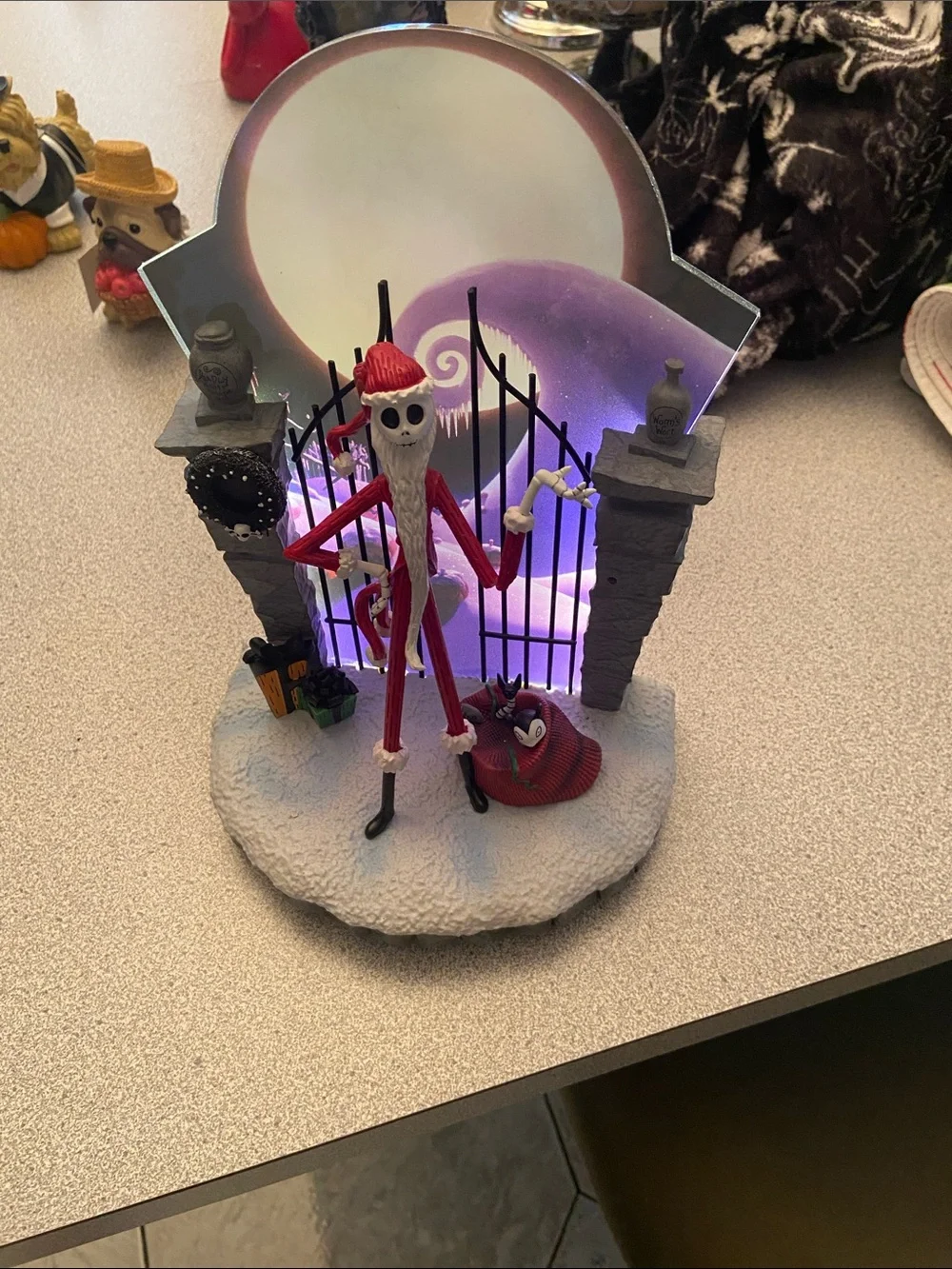 Nightmare Holiday Figurine - Red Skeleton Santa Decoration